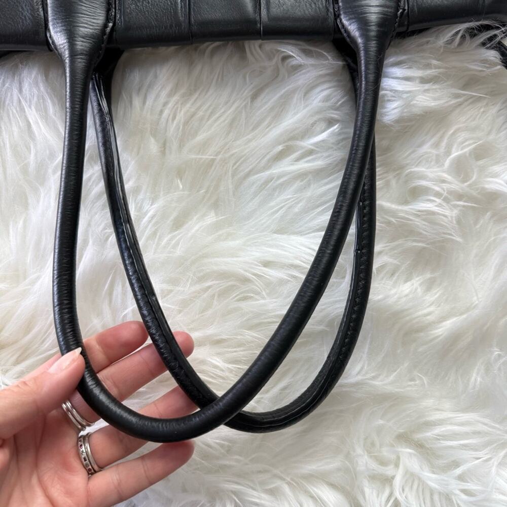 Unbranded | India Black Genuine Leather Zipper Woven Tote Bag Shoulder Purse - Picture 7 of 11